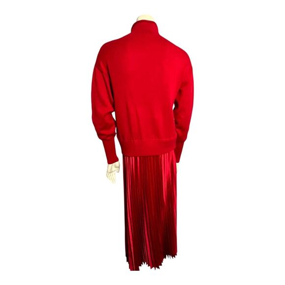Philosophy Mock Neck Pleated Midi Sweater Dress Red Women's S Christmas Classy - Picture 5 of 8